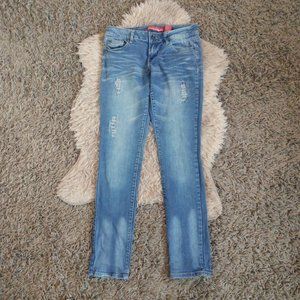 Zana Di Sz 9 Women's Jrs Distressed Straight Leg Low Rise Stretch Jeans